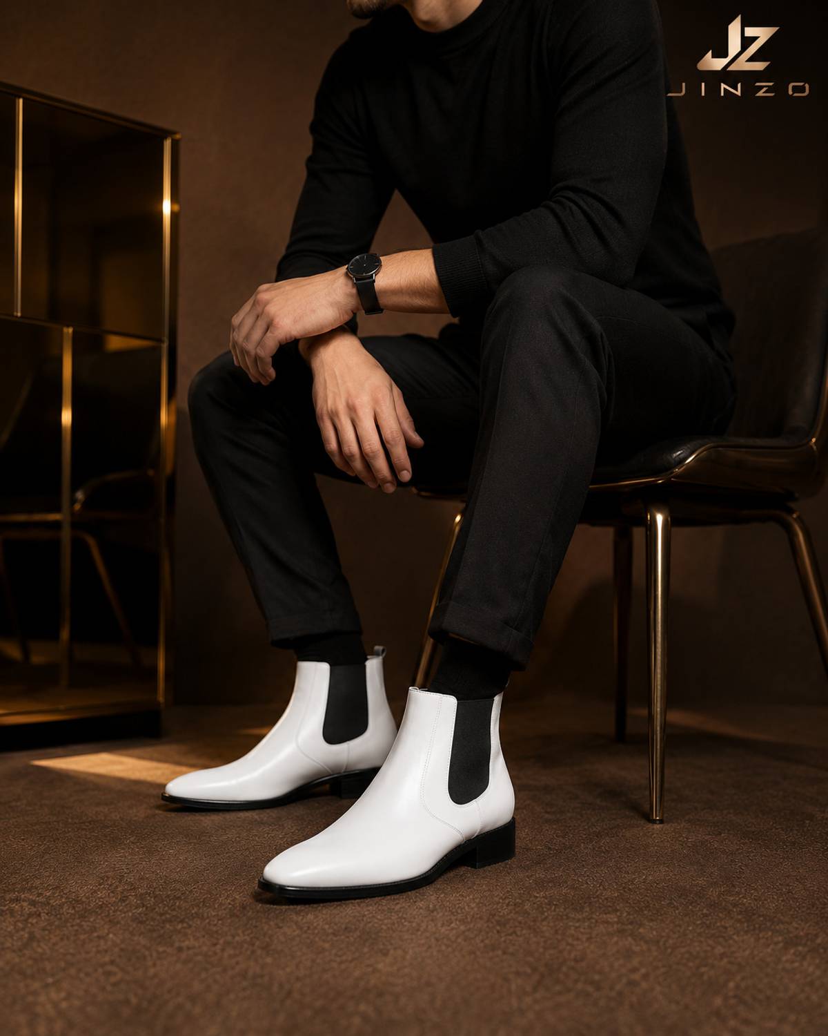 Jz jinzo Men's White Chelsea Boots - Image 3