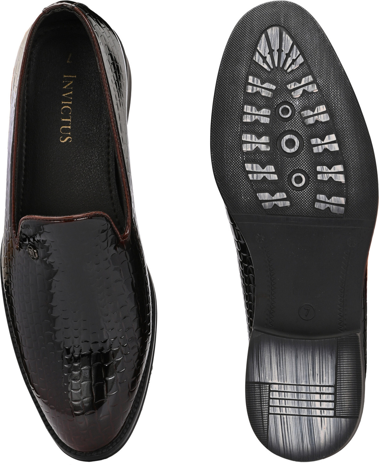 Image of INVICTUS Invictus Men Brown Faux Leather Formal Slip On Loafers Slip On For Men