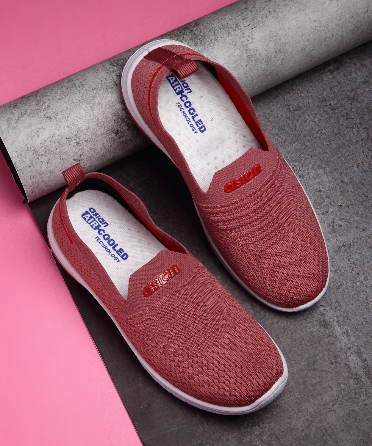Image of asian Melody-31 Onion Peach Loafers,Bellies,Stylish Slip On Sneakers For Women