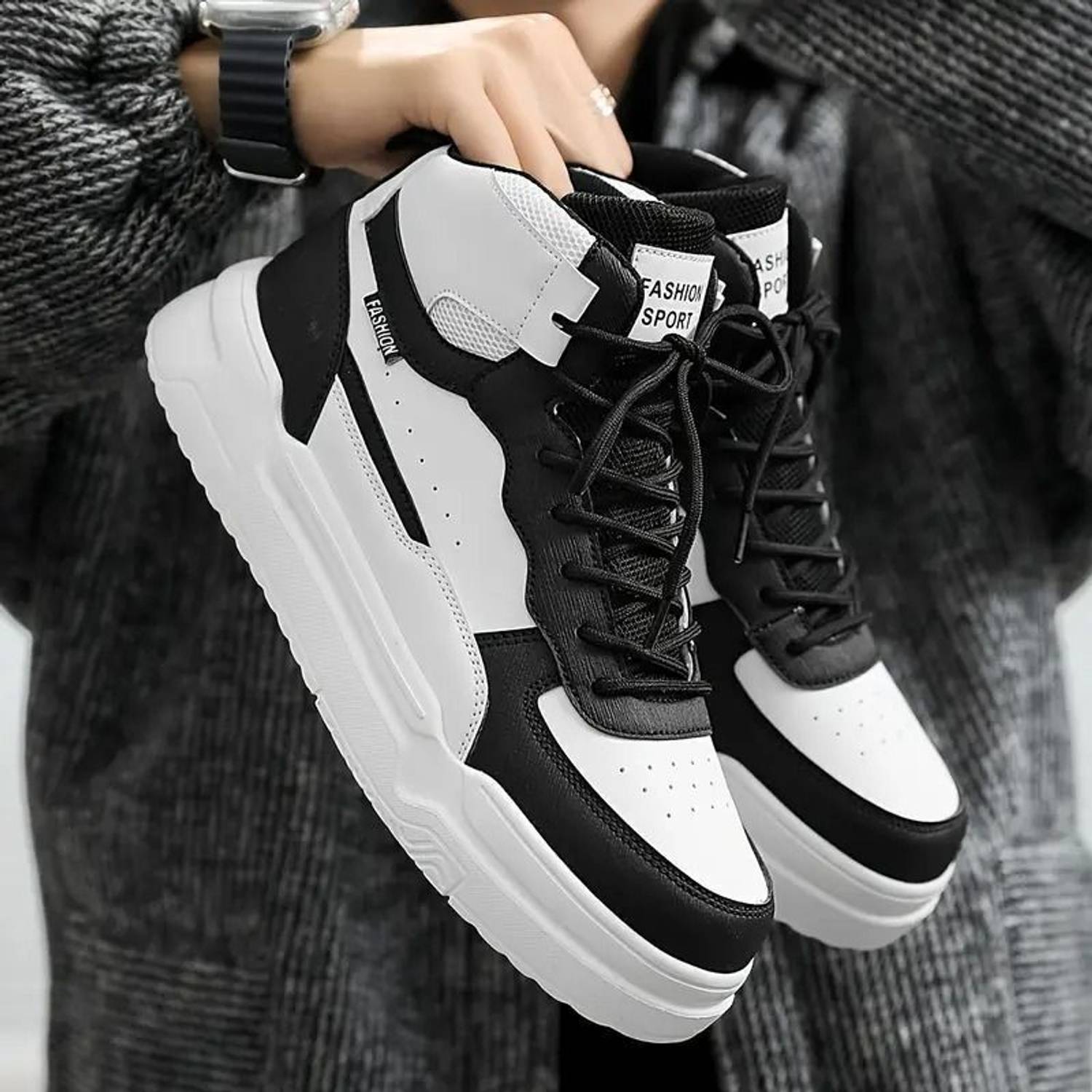 Zixer Mens High Top Chunky Sole Casual Shoes - Image 2