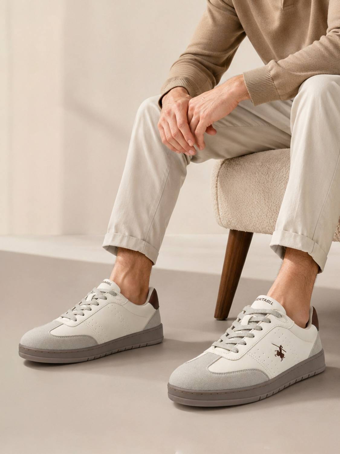 CANTABIL Men's Beige Colourblock Casual Sneakers - Image 2