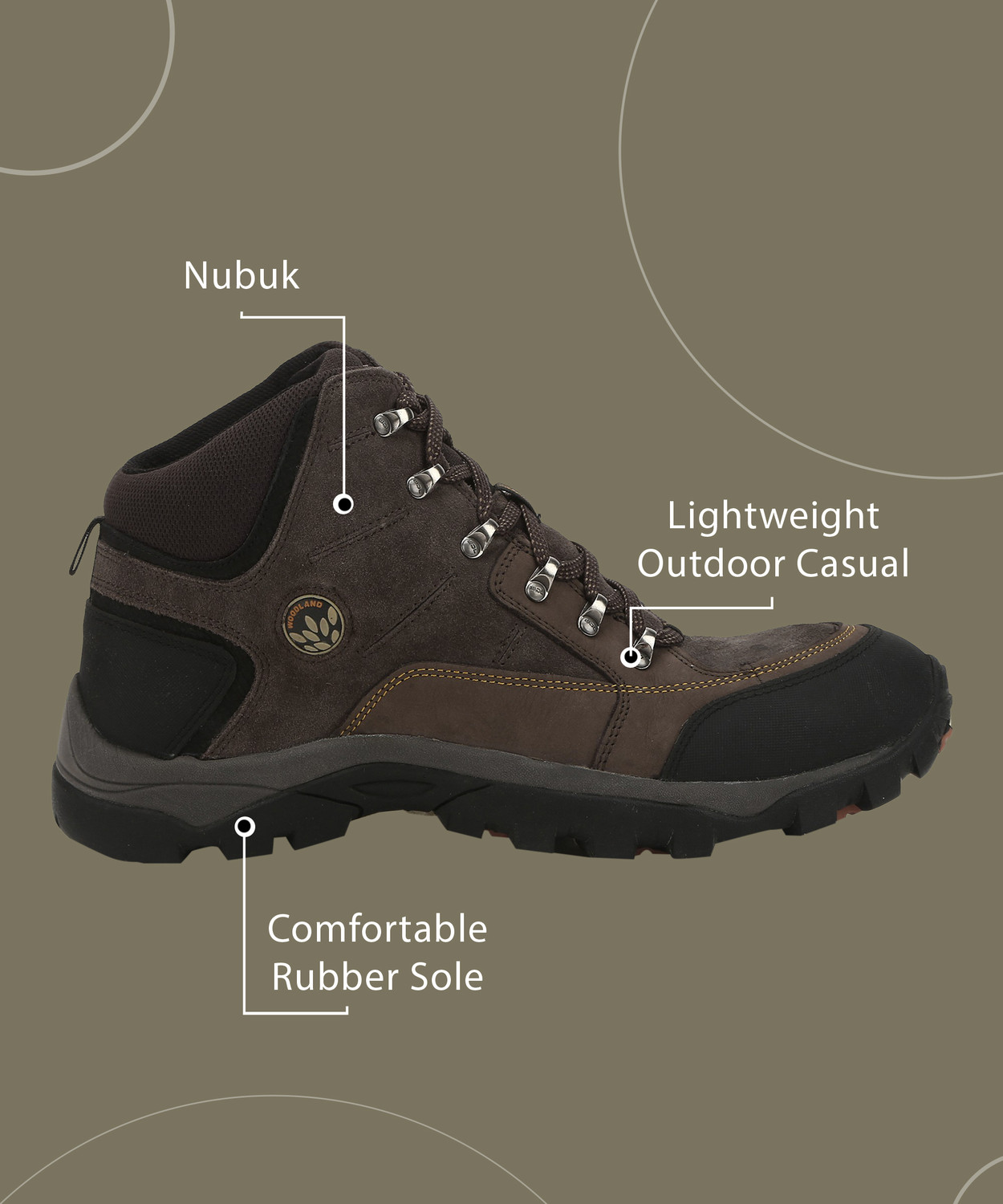 Image of WOODLAND Outdoor Durable Comfortable Everyday High Ankle Boots For Men