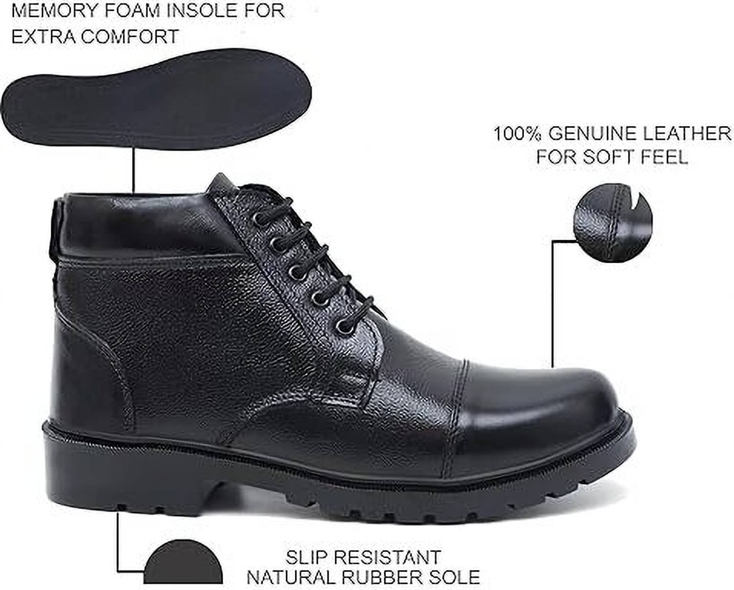 Aramish Genuine Leather Formal Ankle Boots Black - Image 4