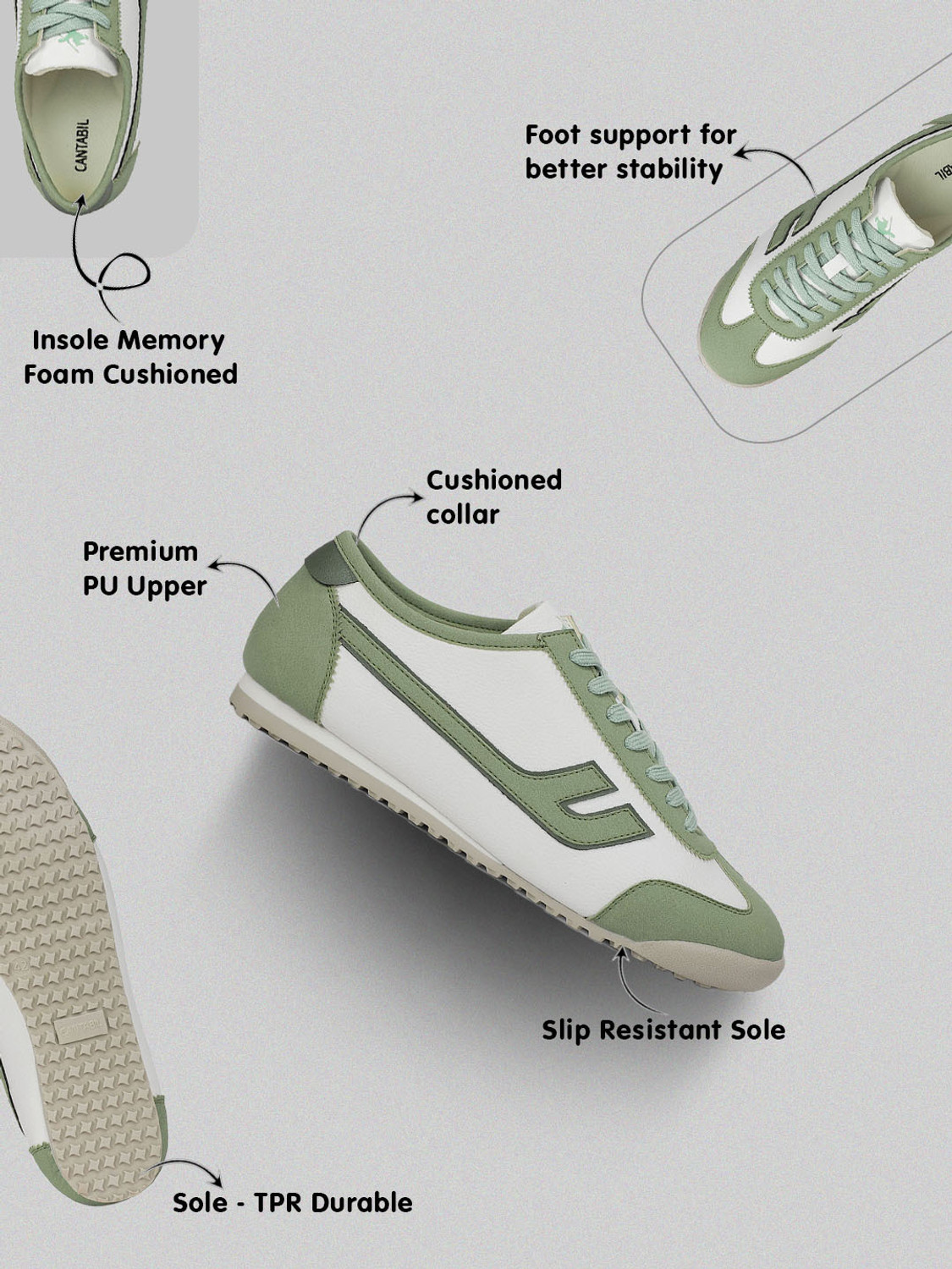 Image of CANTABIL Cantabil Colourblock Casual Sneakers for Men l Lightweight with Cushioned Insole Sneakers For Men