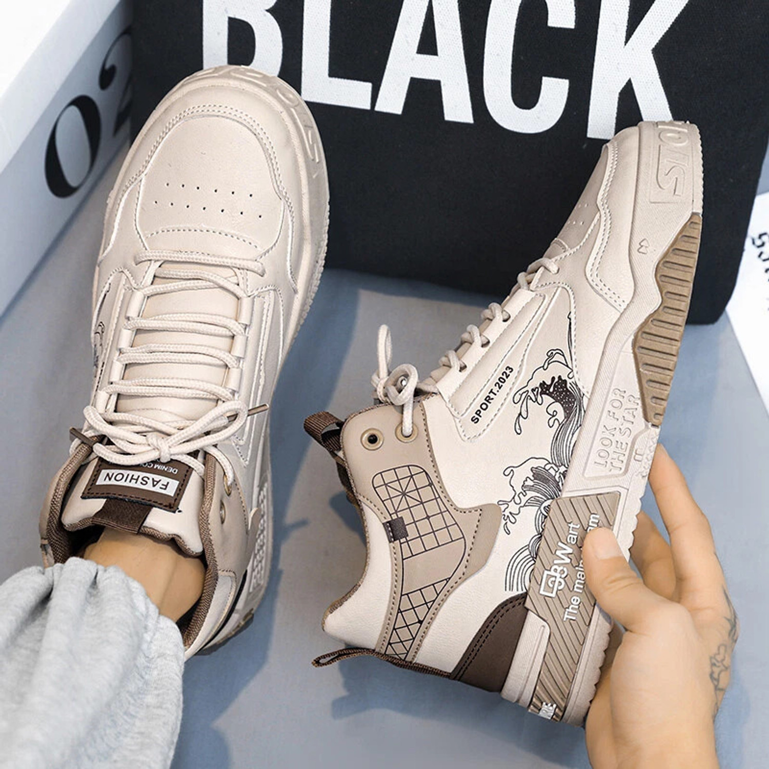 Image of Zixer Men's Fashion Pastel Pops High-Top Ankle Casual Shoes For Men Sneakers For Men Outdoors For Men