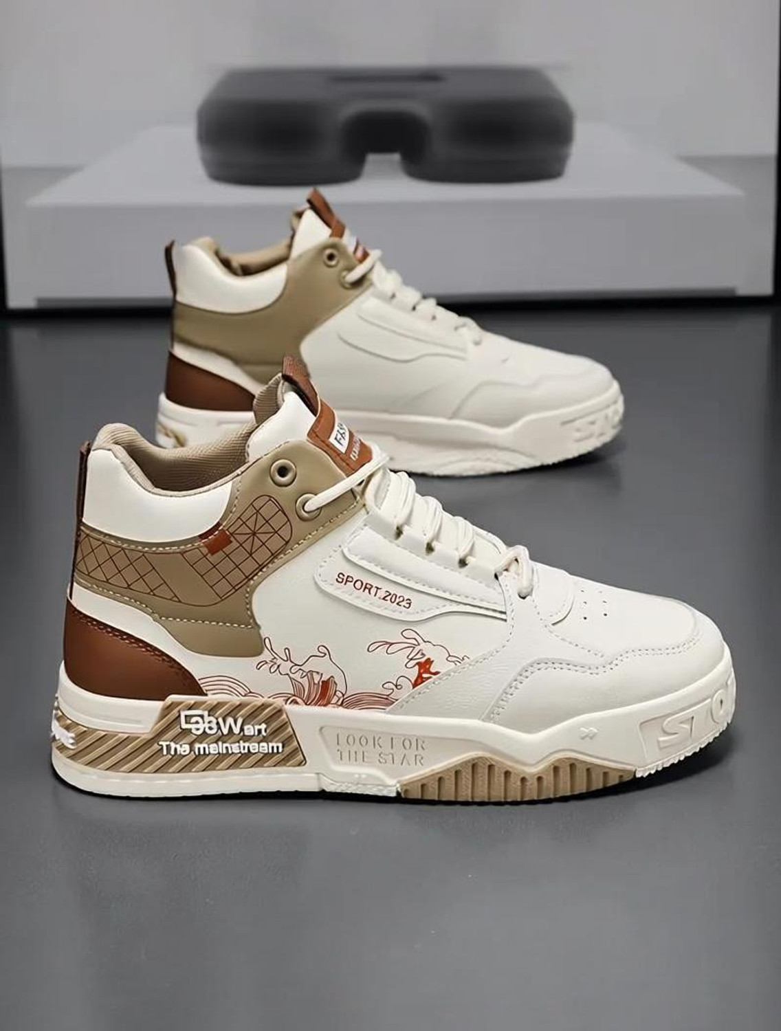 Image of Zixer Men's Fashion Pastel Pops High-Top Ankle Casual Shoes For Men Sneakers For Men Outdoors For Men