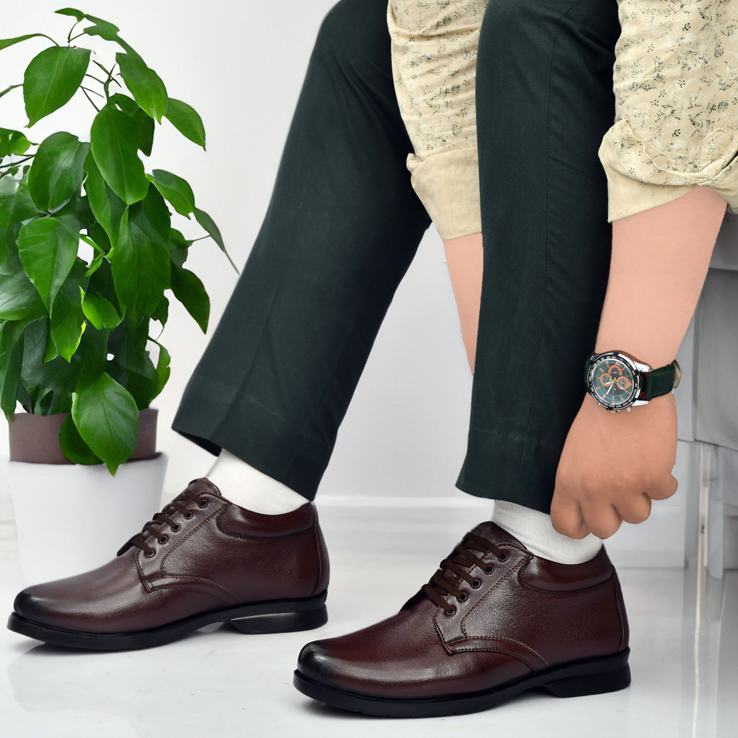Image of Zixer Leather Mid-Top Formal Shoes Men's /Office Leather Shoe For Men /Derby Formal Shoe Lace Up For Men