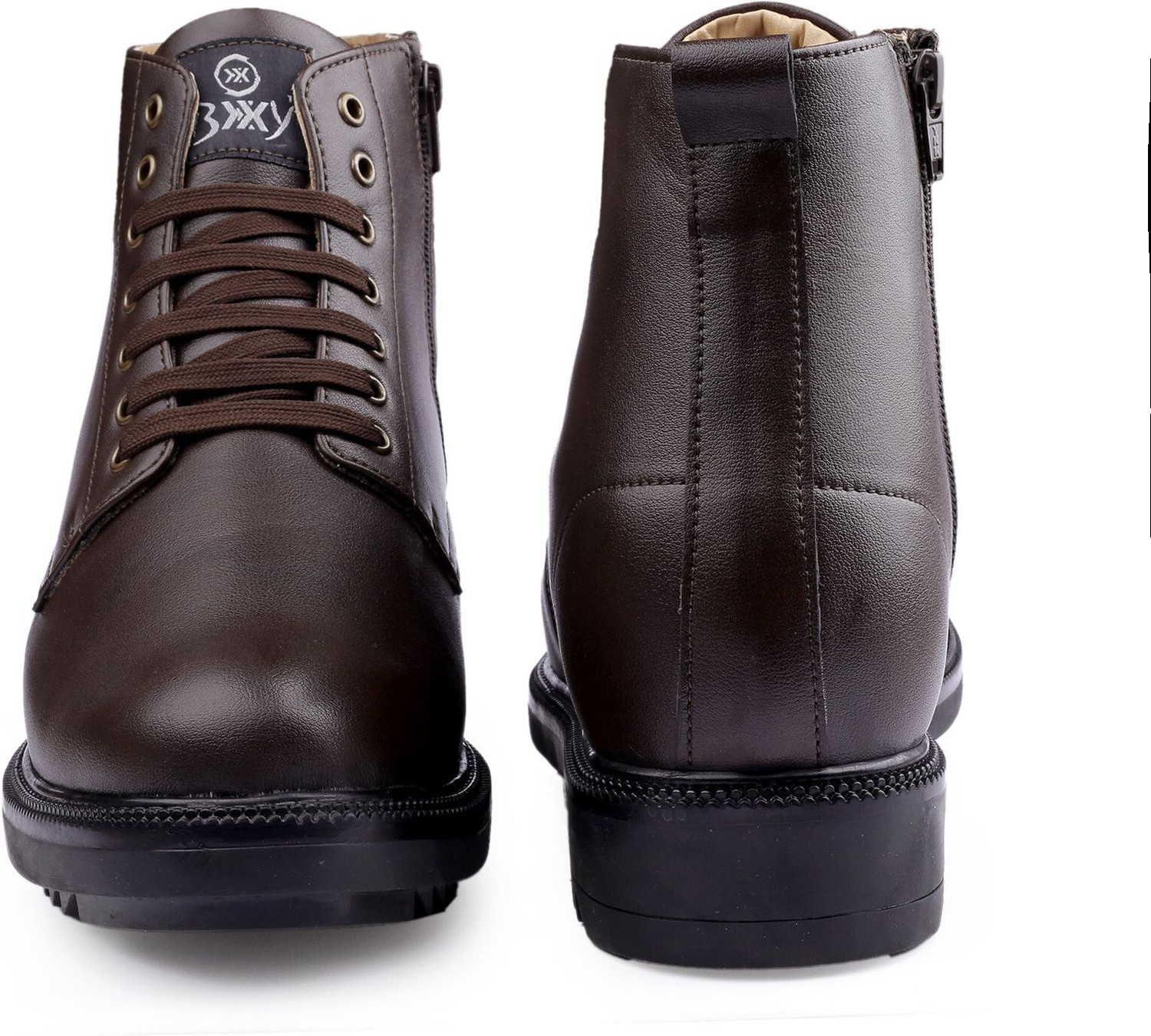 Image of BXXY Men's 4 Inch Hidden Height Increasing Brown Formal Laceup Ankle Boot Derby For Men