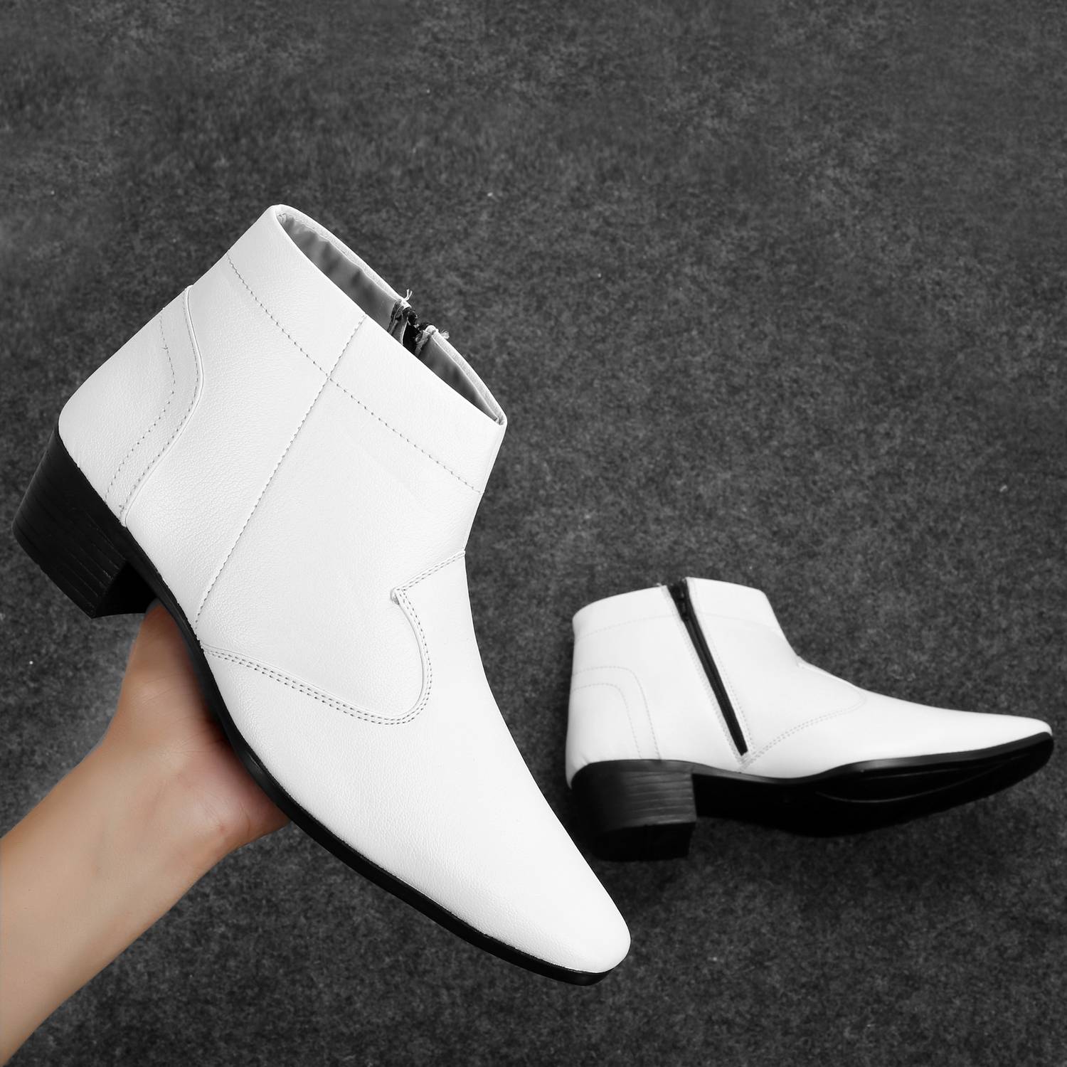 BXXY Men's Synthetic Upper Formal Wear Zipper Boots Slip On For Men