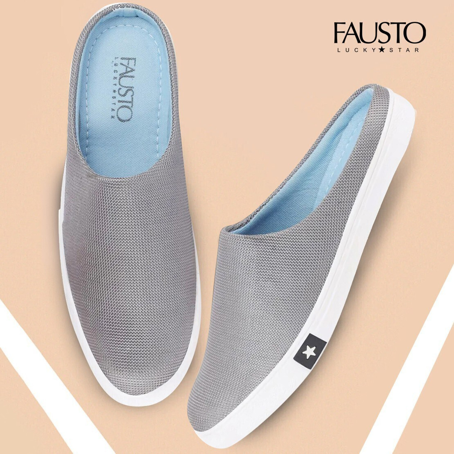 Image of FAUSTO Back Open Slip On Shoes for Daily Outfit|Evening|Outdoor|Casual|Fashion|Trending Loafers For Men (Grey, 43)