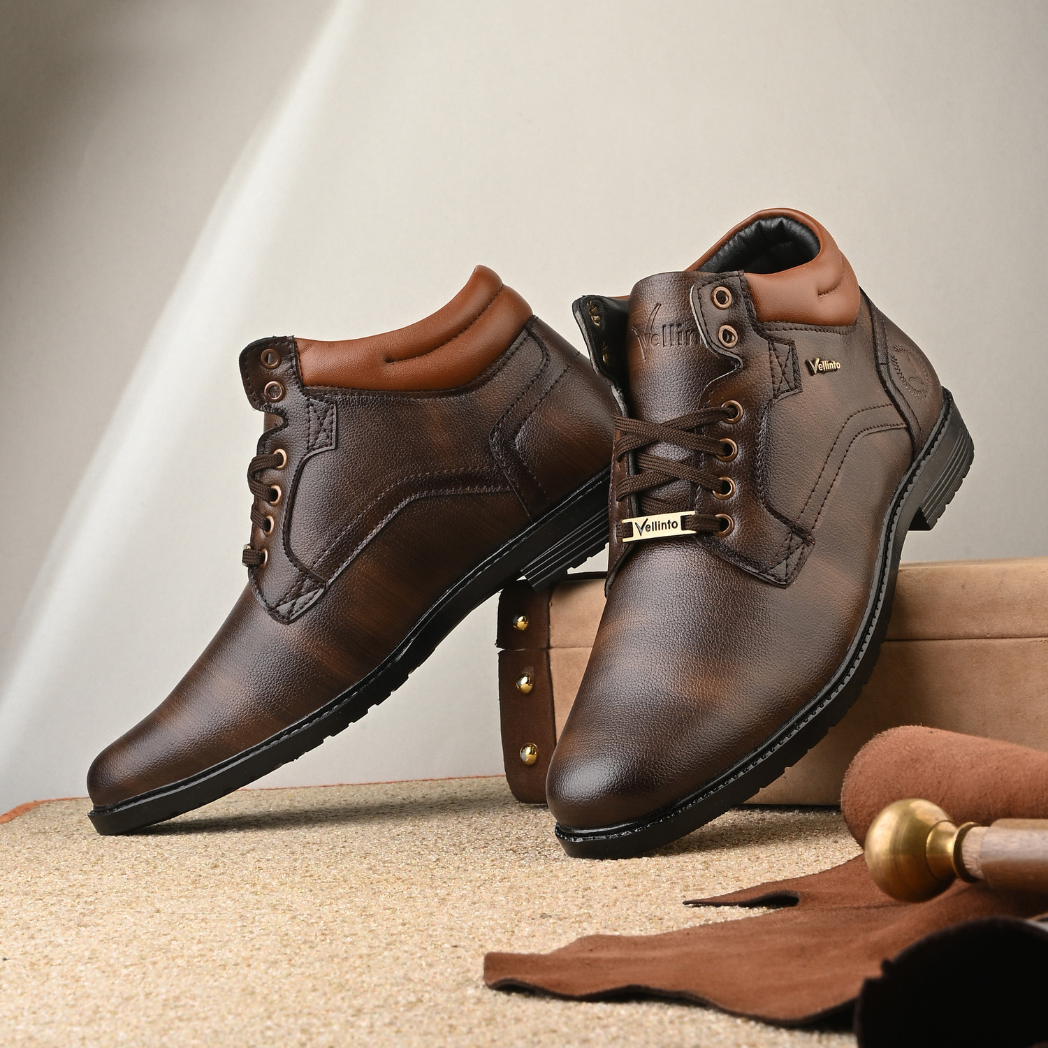 Image of Vellinto Vellinto MILET Casual Boots For Men ll Synthetic Leather Boots Casuals For Men Boots For Men