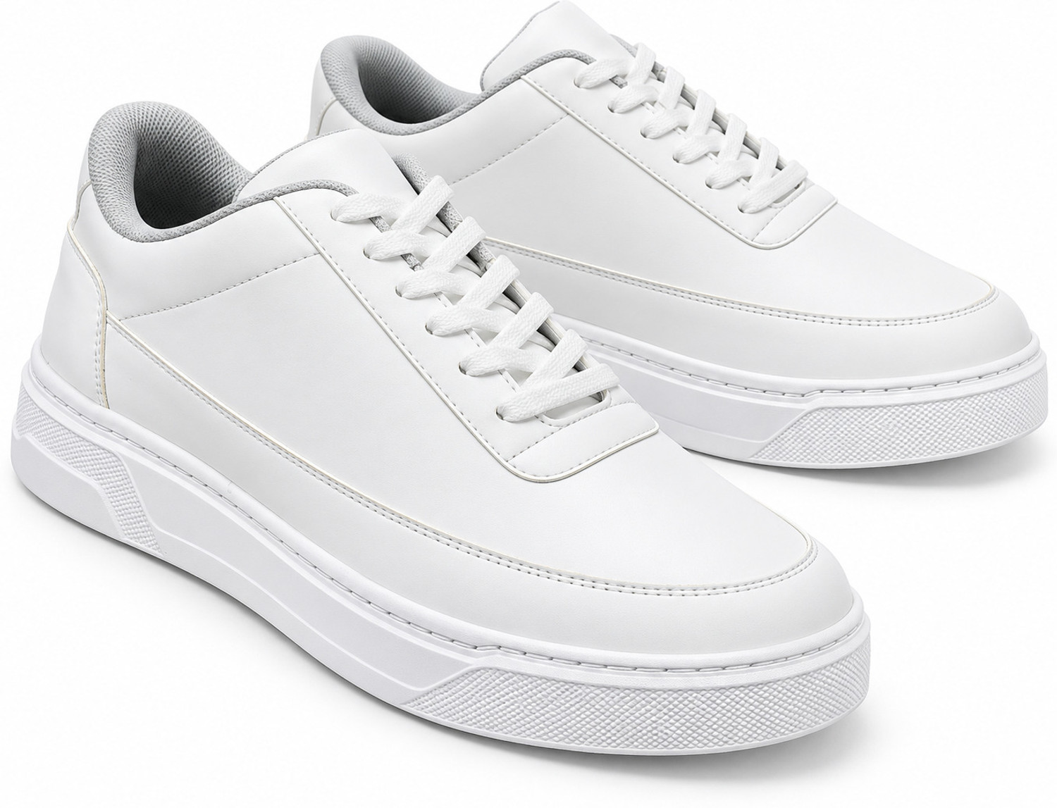Image of KILLER Men's Premium White Casual Sneakers | Lightweight Lace-Up Sneakers For Men (White, 7)