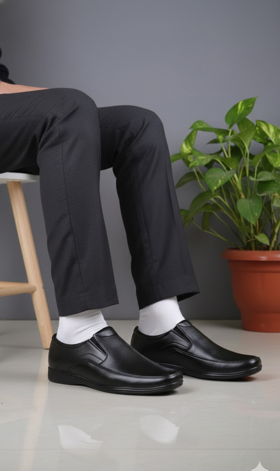 Image of NARKI Formal Shoes for Men Black Office Shoes Without Lace Mens Formal Shoes Jute Slip On For Men