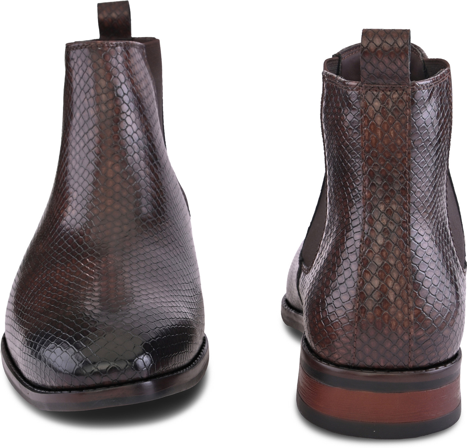 Image of House of Pataudi Men brown synthetic leather high top ankle regular chelsea boots Boots For Men (Brown, 9)