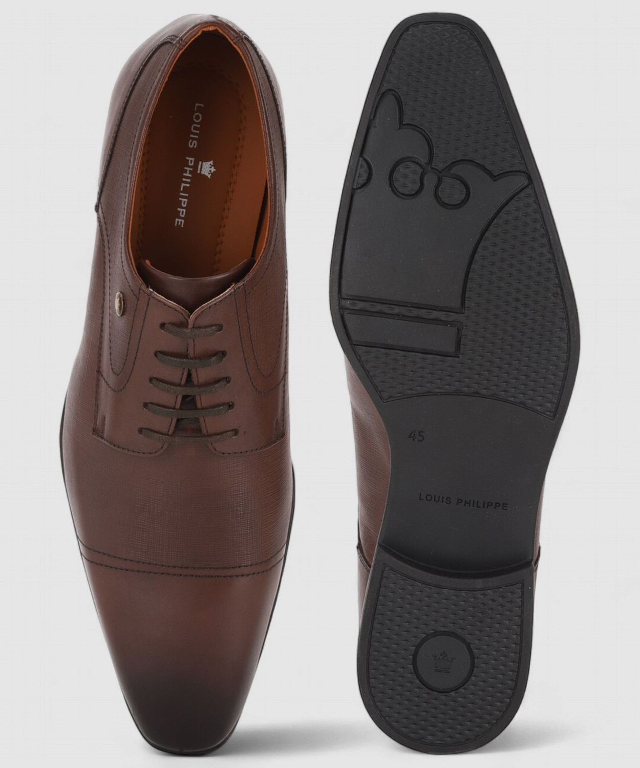 Image of LOUIS PHILIPPE Premium Leather Breathable Anti-Slip with Heel Formal Derby For Men