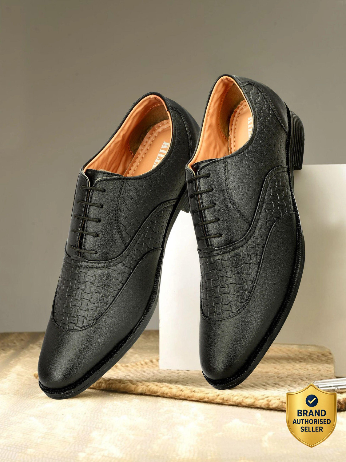 Image of KILLER Designer Derby Napa Leather Black Lace-Ups Office Party Ethnic Wear Formal Shoes Party Wear For Men