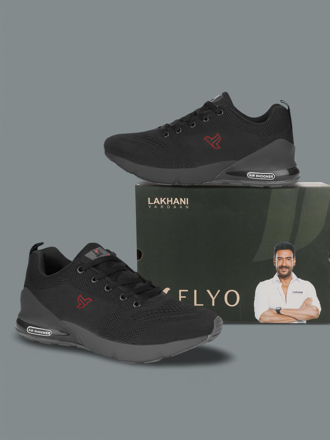Image of Lakhani Vardaan Running Shoes For Men (Black, 8)