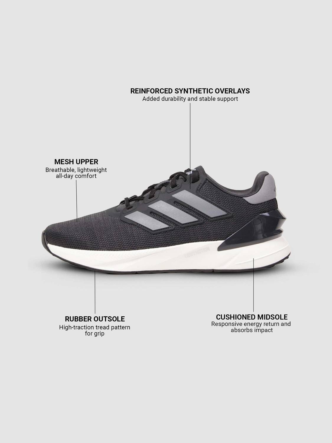 Adidas Lightrun Star M Gray Running Shoes For Men - Image 2