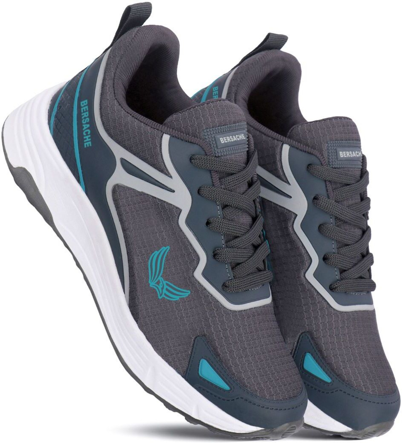 Image of Bersache Women's Lightweight Sports Shoes|Lace-Up Running Shoe with Cushion Sole Running Shoes For Women (Grey, 6)