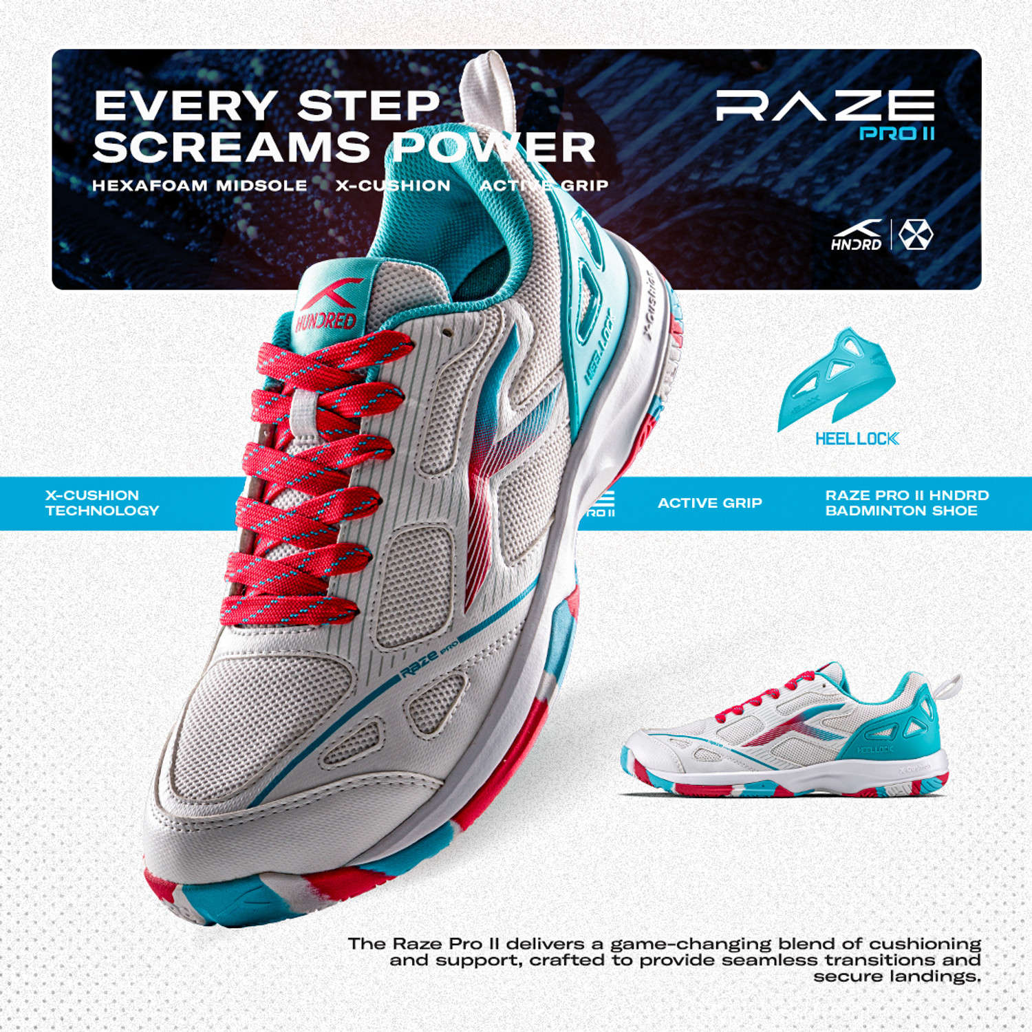 Image of Hundred Raze Pro II Badminton Shoes For Men