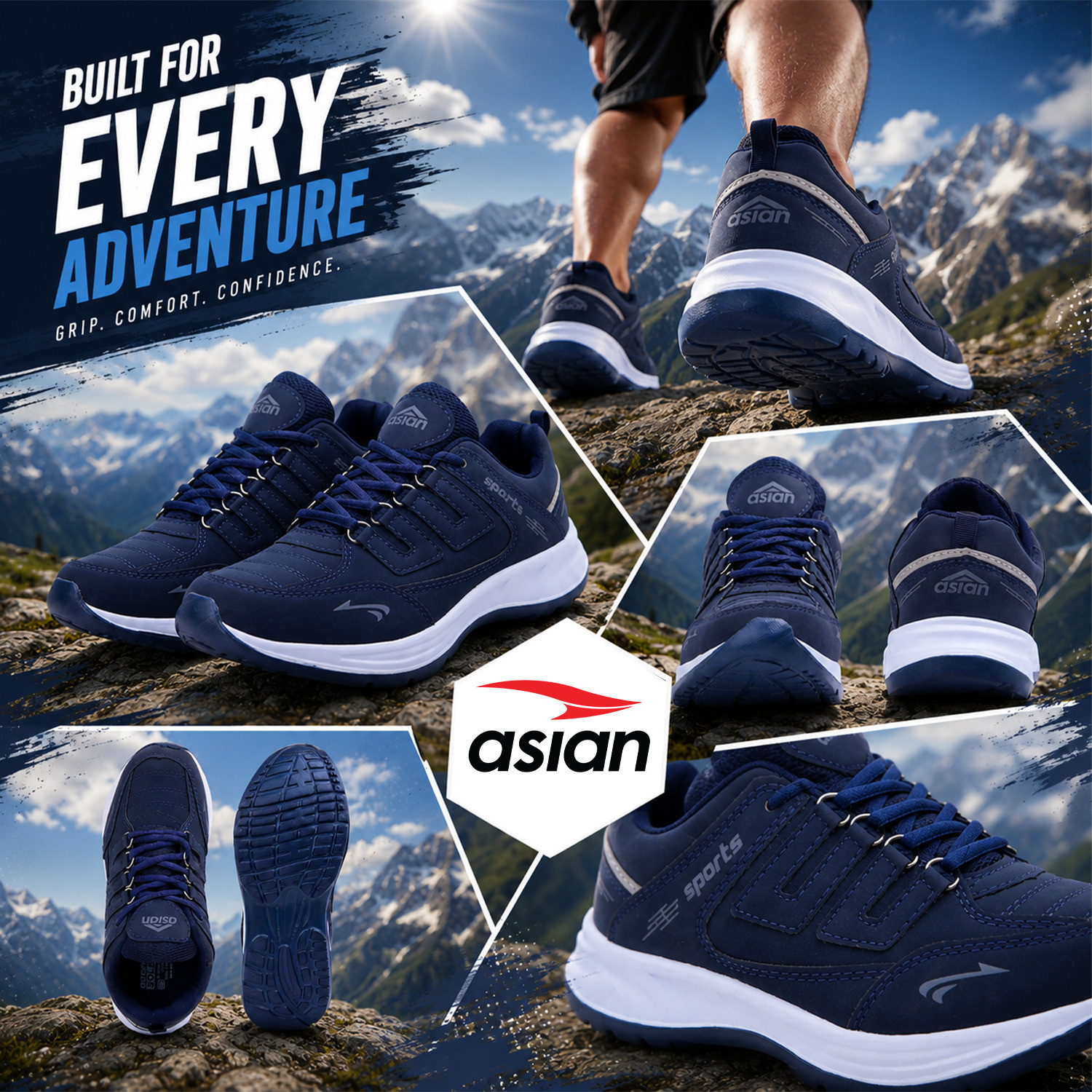 Image of asian Cosco-22 Running Shoes for Men with Lightweight, Cushioned Sole & Active Grip Running Shoes For Men