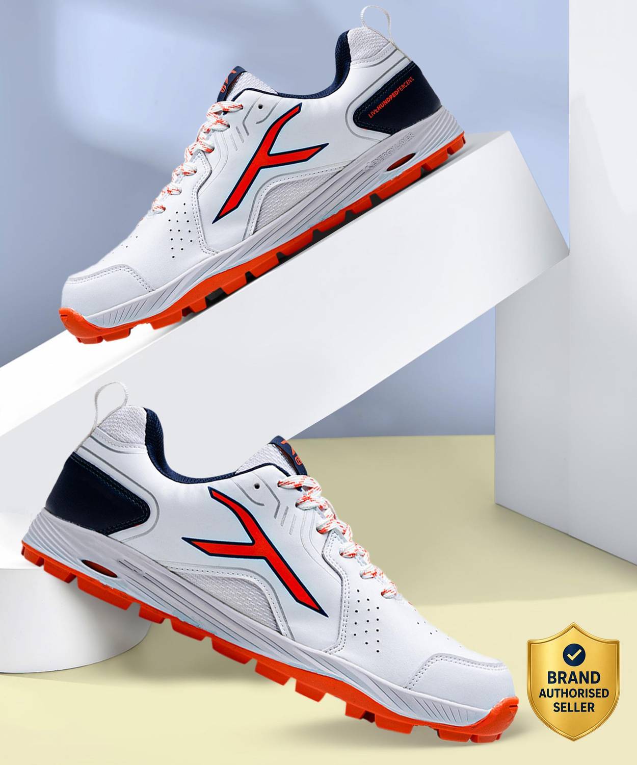 Hundred Pitch Force Cricket Shoes White - Image 1