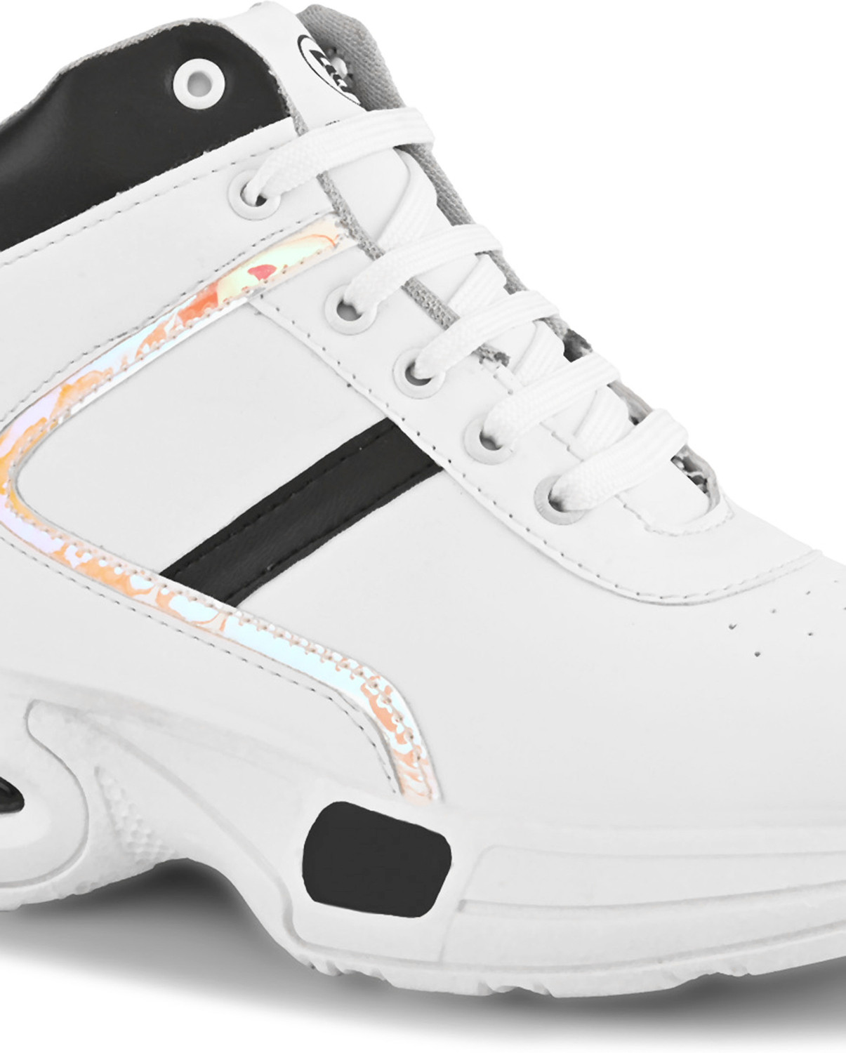 Image of BROCKER White High Ankle Sneakers for Men | Chunky Sole Stylish Casual Shoes High Tops For Men