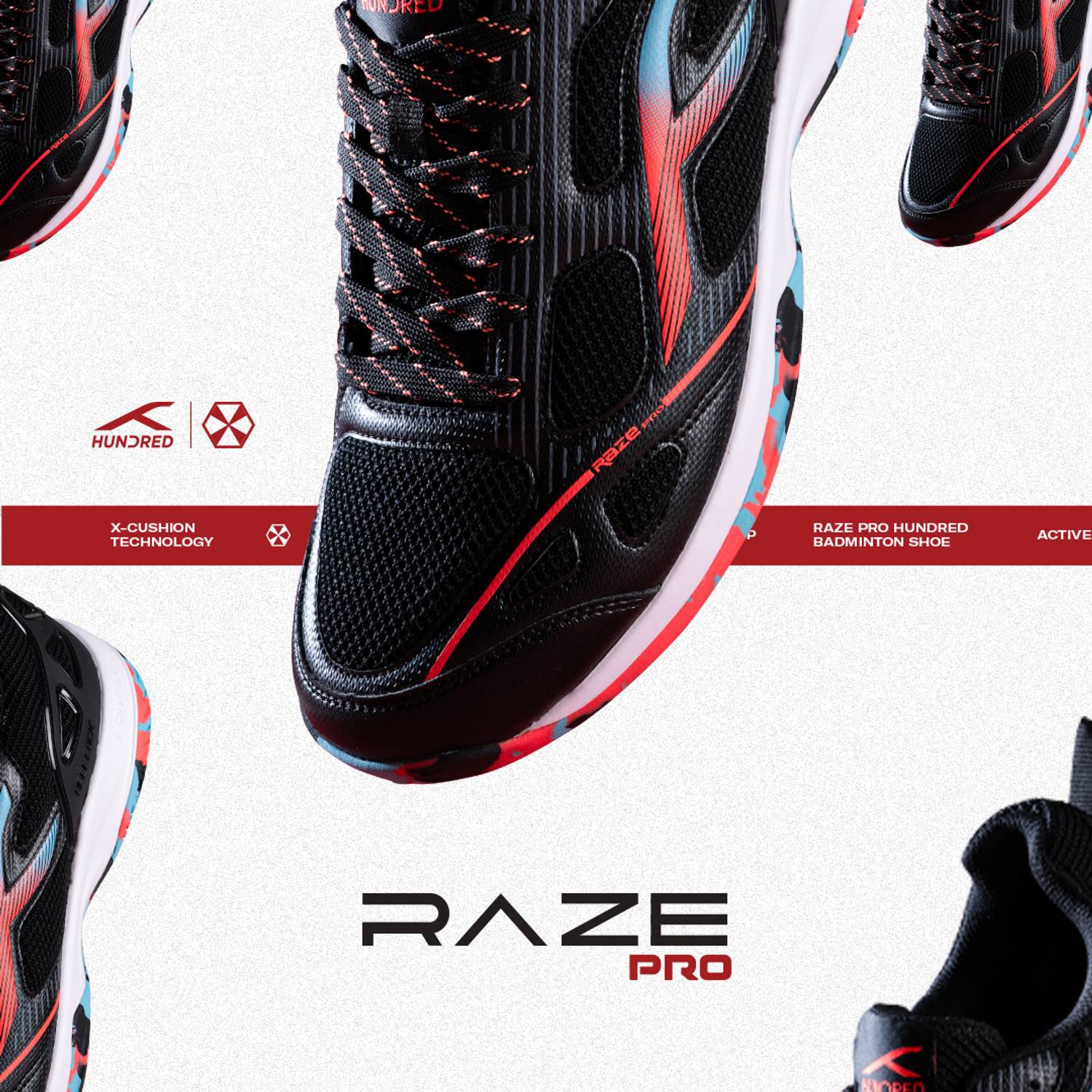 Hundred Raze Pro Badminton Shoes, Multicolor - Image 3