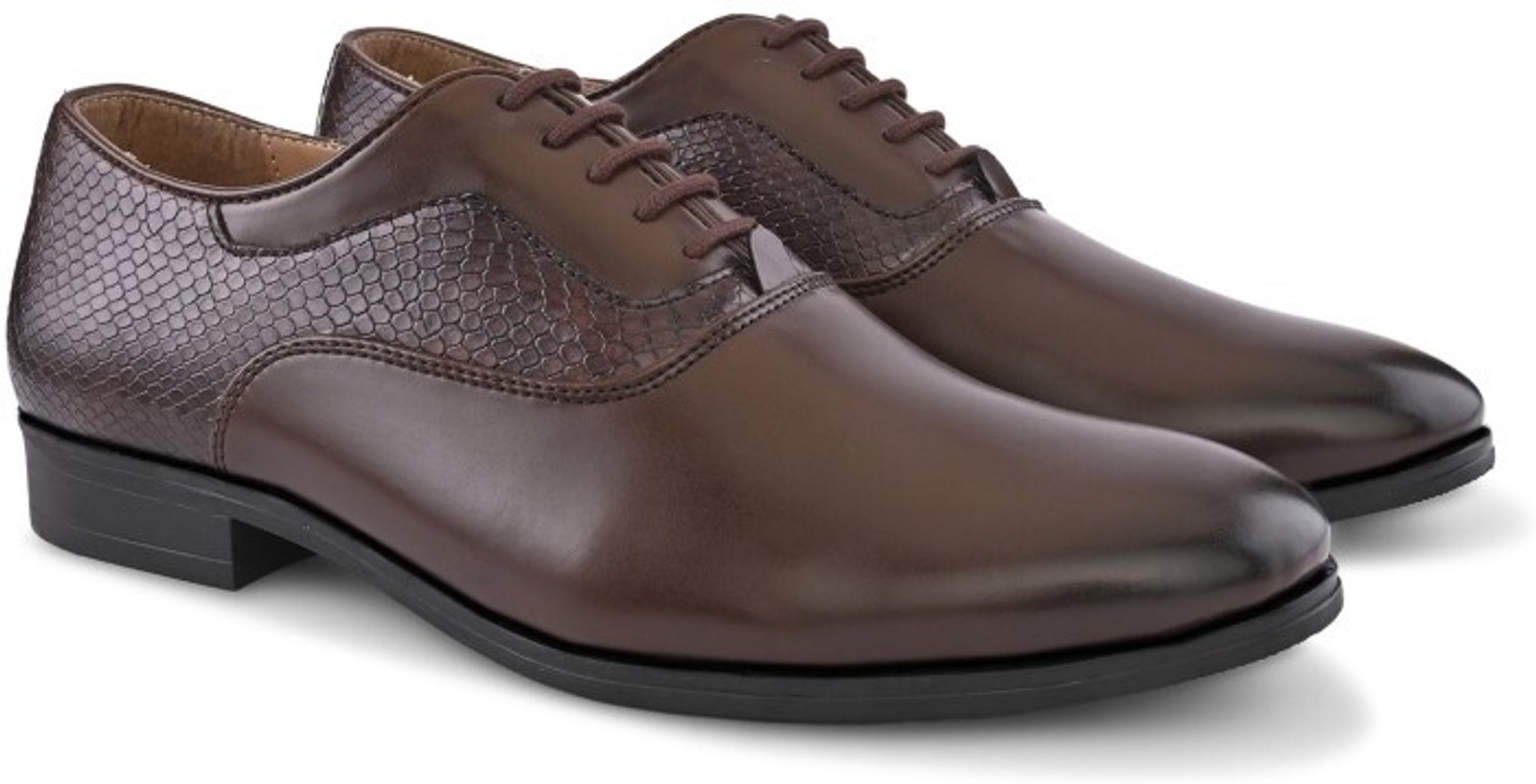 Image of House of Pataudi Men brown leather formal comfortable lace up formal oxfords shoes Oxford For Men (Brown, 11)