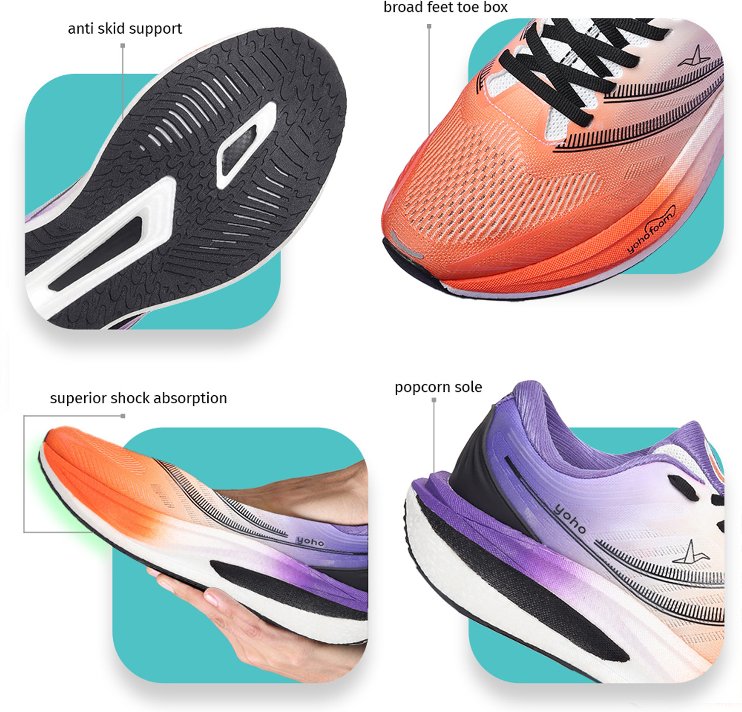 Image of yoho Catapult CarbonBurstSP Sports Shoe|Cushioned,Breathable & Shock Absorption Sole Walking Shoes For Men