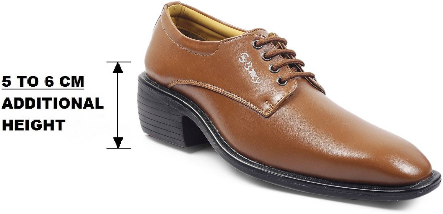 BXXY Men's Tan Height increasing Latest Formal Party wear Derby Laceup Shoes Derby For Men