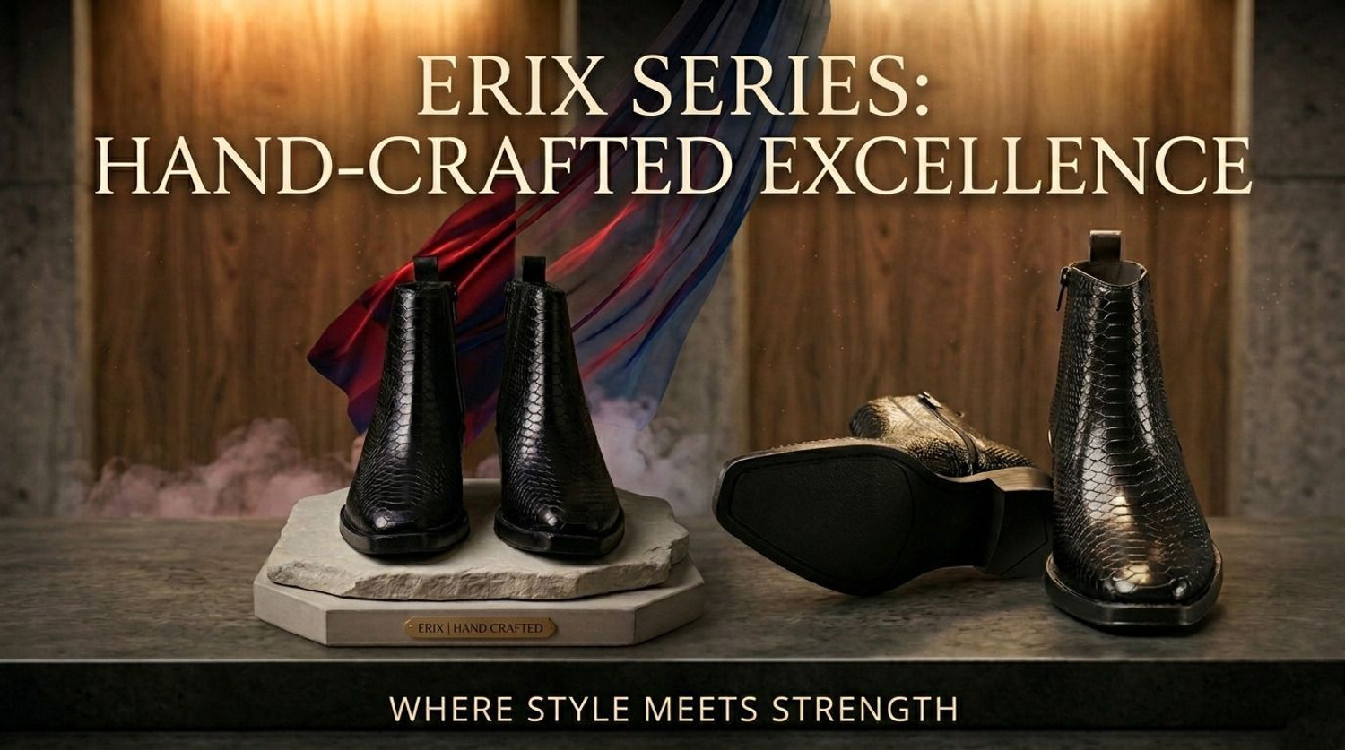 Image of ERIX Men's Croco Texture Side Zipper Synthetic Leather chelsea Boots For Men