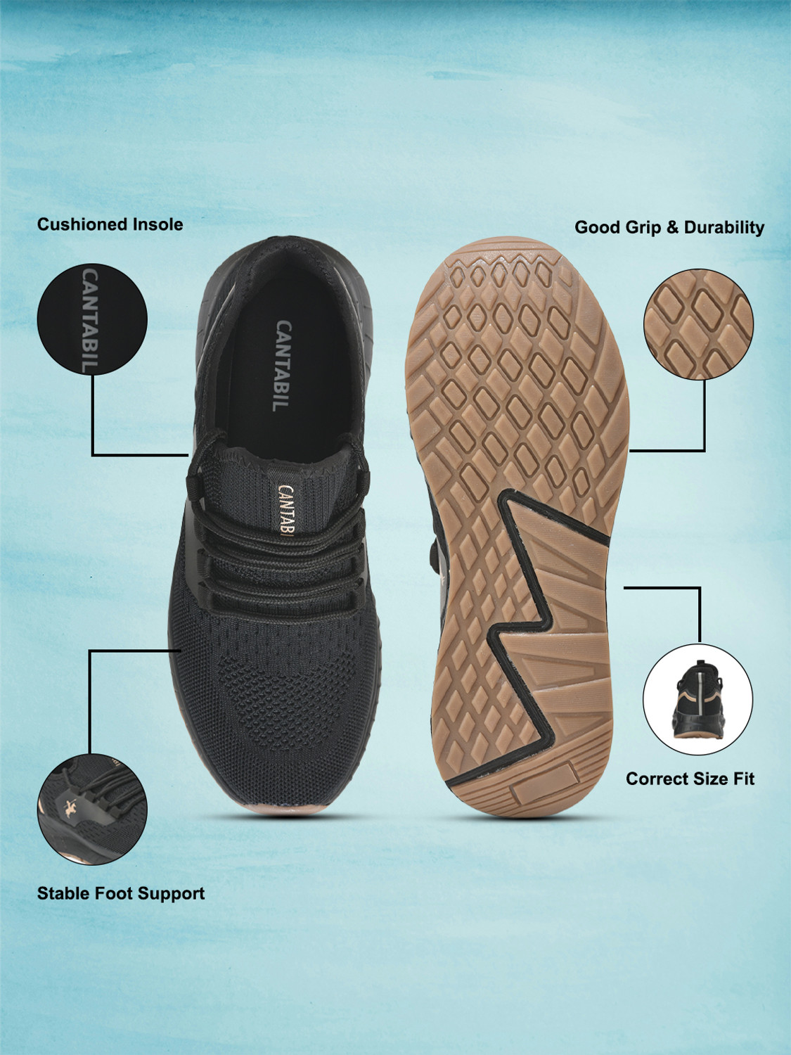 Image of CANTABIL Running Shoes for Men l Lightweight & Comfortable with Cushioned Insole Running Shoes For Men