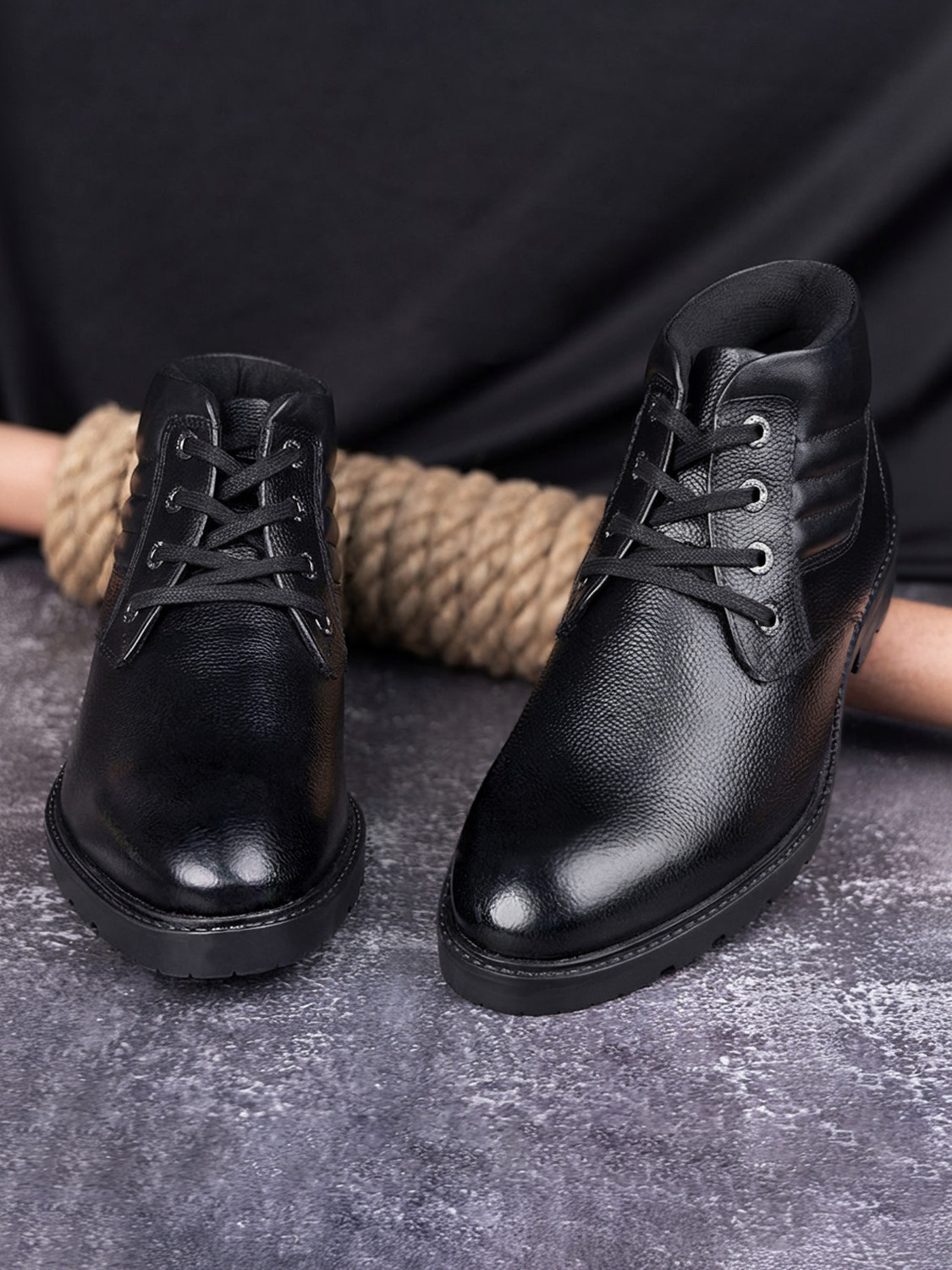 Image of LOUIS STITCH High Ankle Leather Black Chukka Boots for Men Hiking Biking (LSBT-WBNDCK) UK 9 Boots For Men