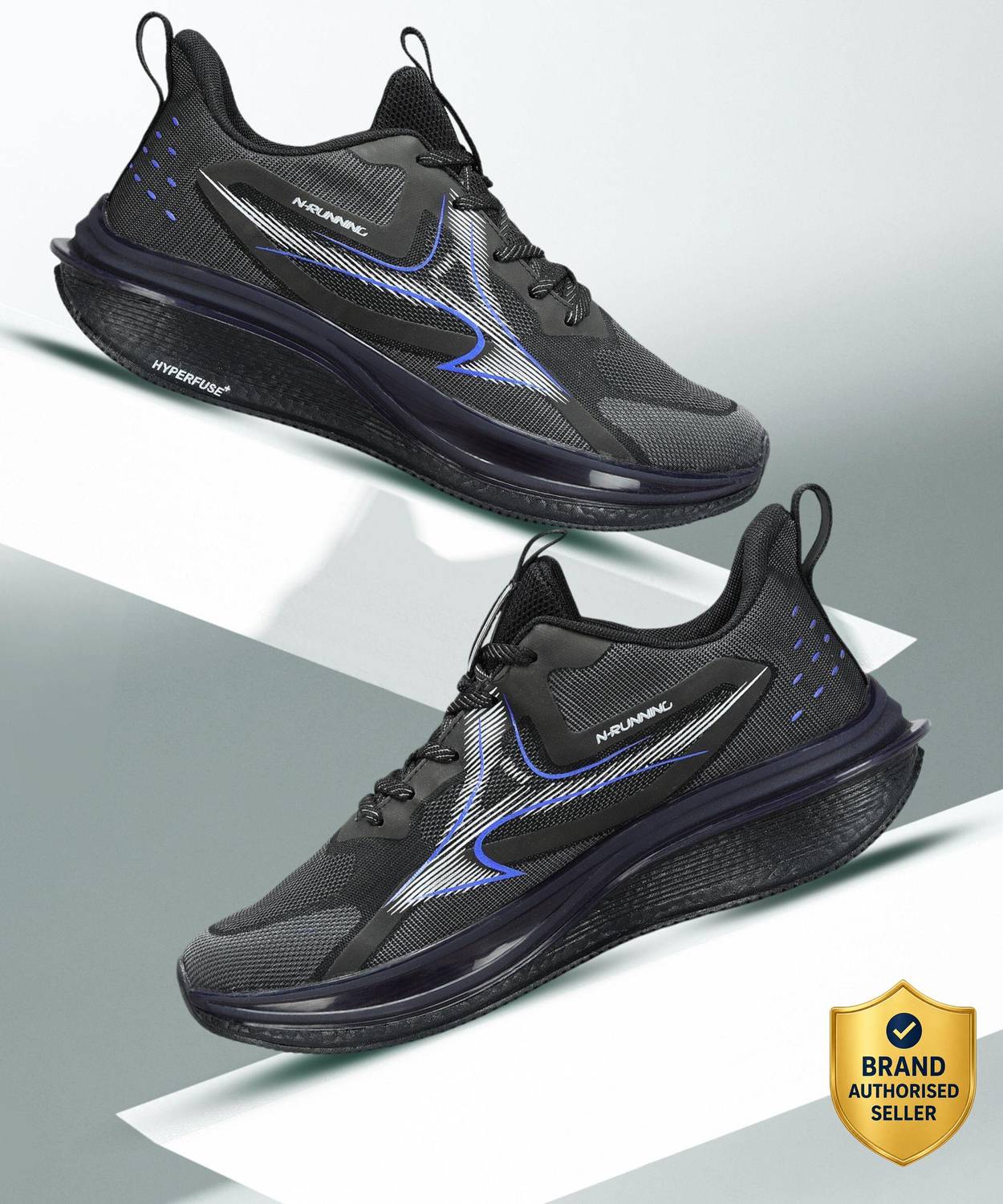 Abros VERTEX-PRO Men's Black Running Shoes - Image 1