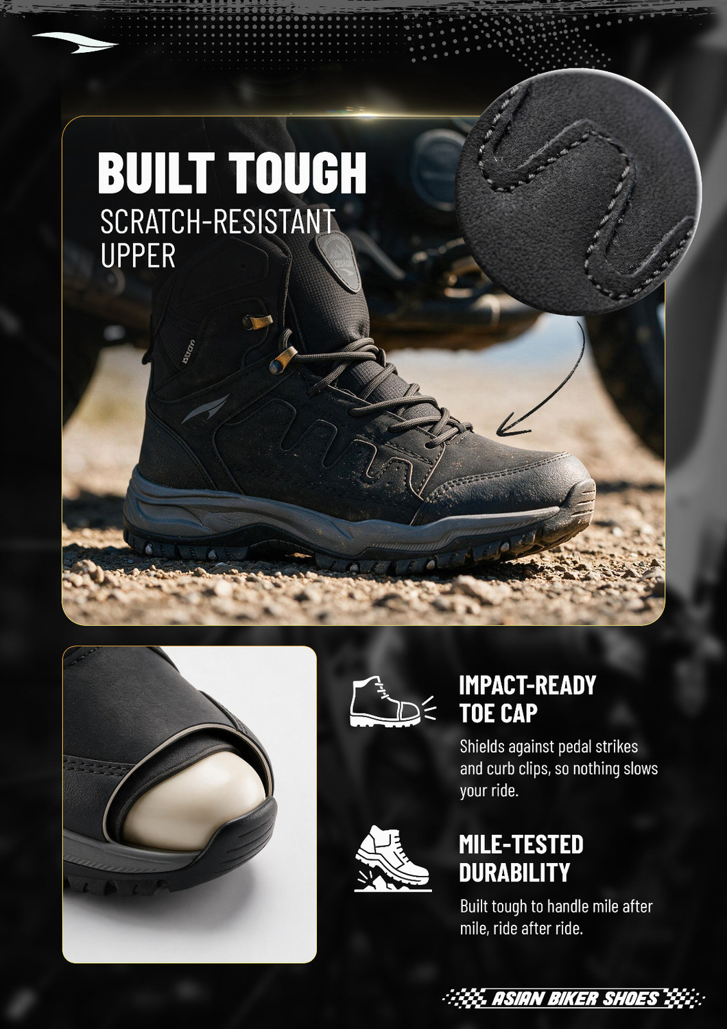 Image of asian Explorer-01 Men's High Ankle Biking Shoes with Rugged Grip Outsole High Tops For Men