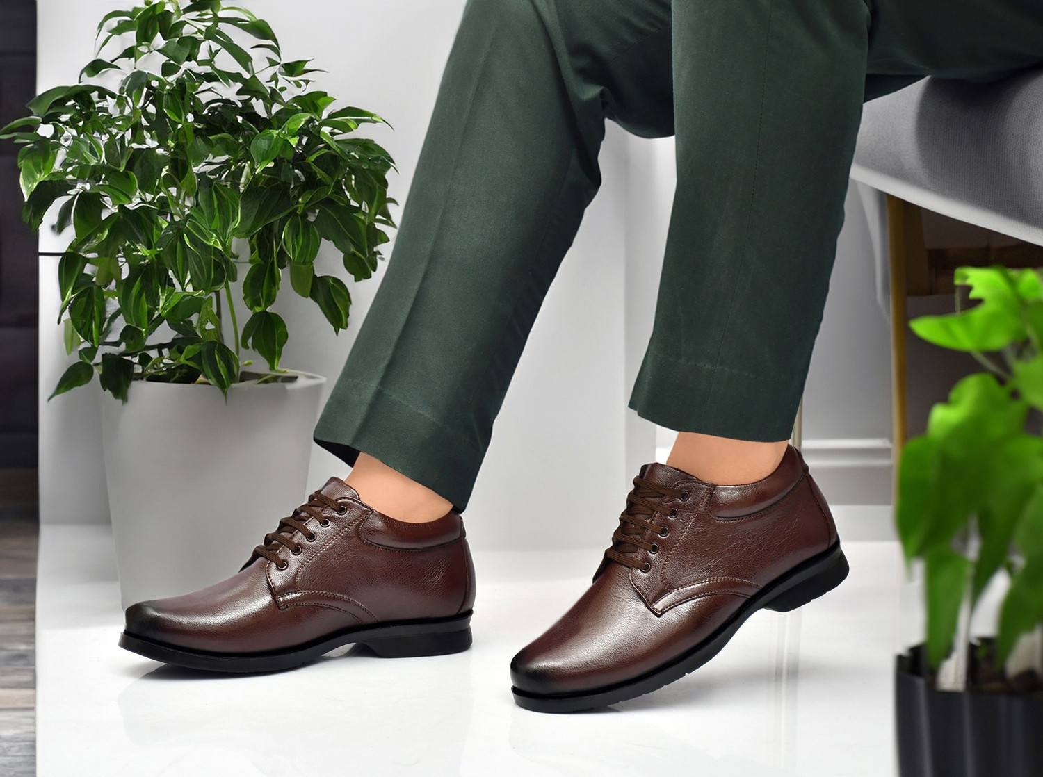 Image of Zixer Leather Mid-Top Formal Shoes Men's /Office Leather Shoe For Men /Derby Formal Shoe Lace Up For Men