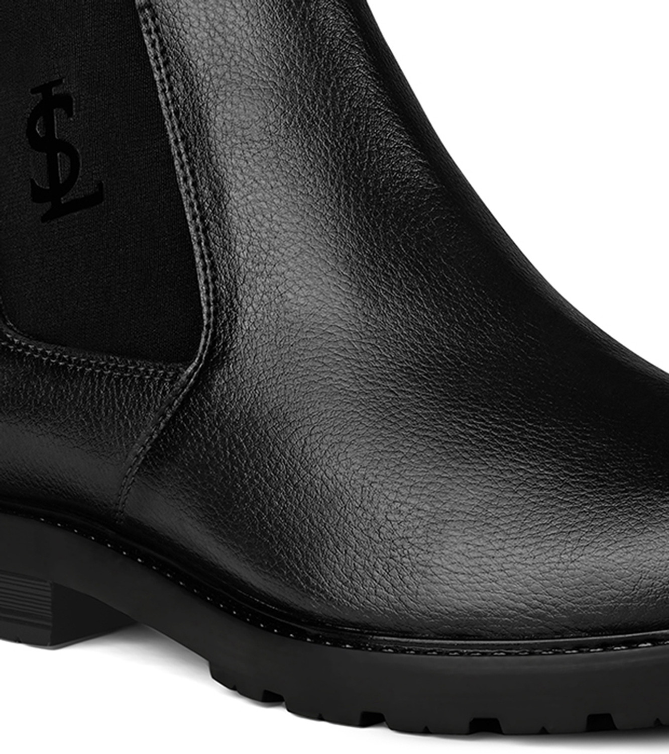 Image of LOUIS STITCH Men's Charcoal Black Mid-Top Slip-On, The Executive Chelsea Boots, LSBT-WBNDCHCL Boots For Men