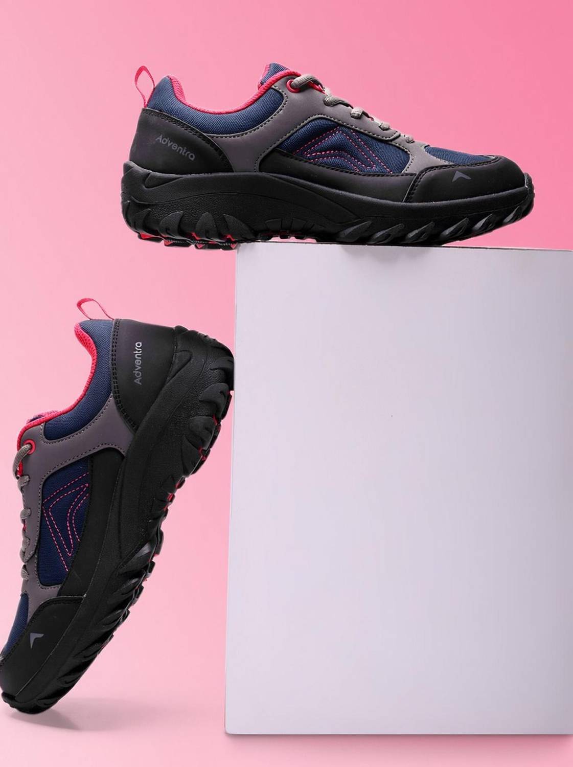 ADVENTRA SPORTS Women Low-Top Hiking Shoes with Anti-Skid Rubber Sole (EH500) Black-Pink Hiking & Trekking Shoes For Women