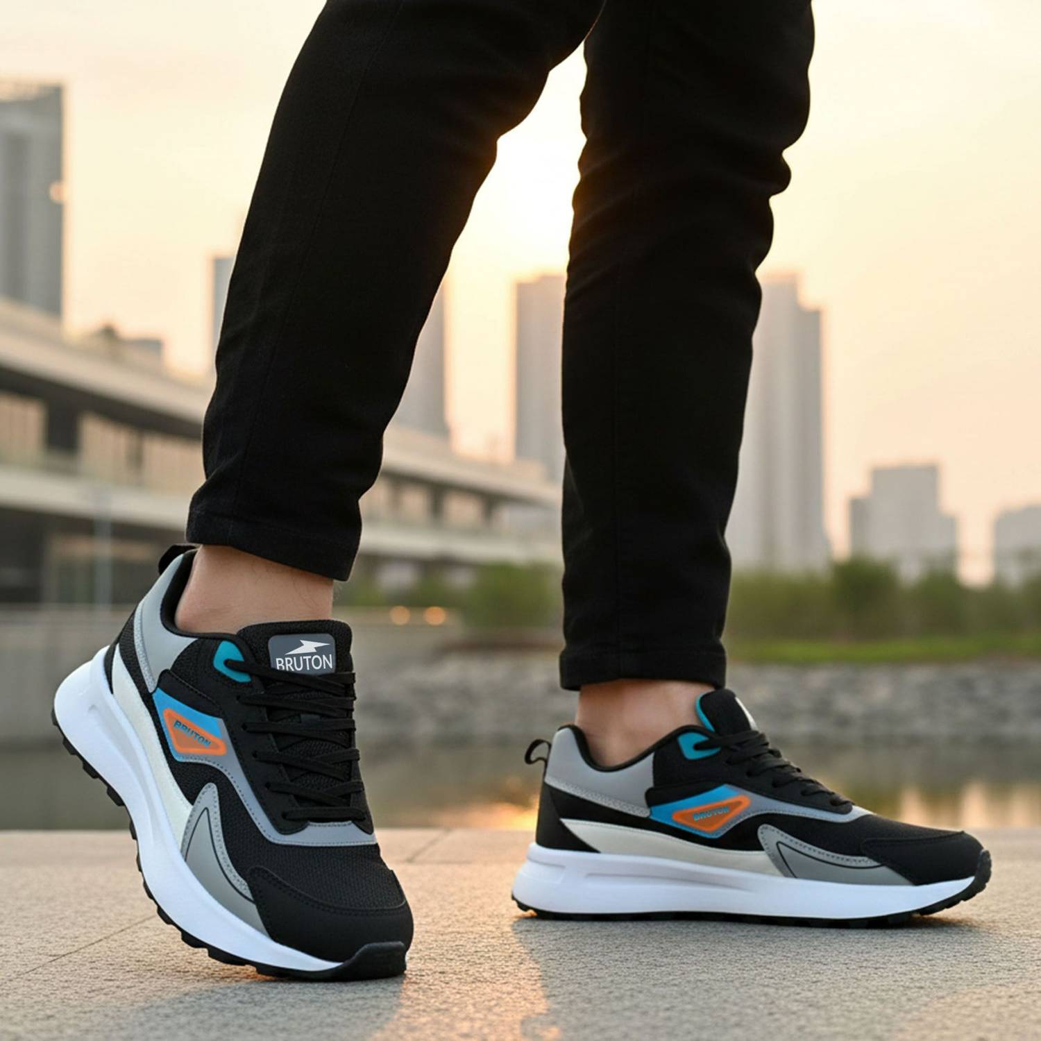 BRUTON Running Shoes For Men Black - Image 3