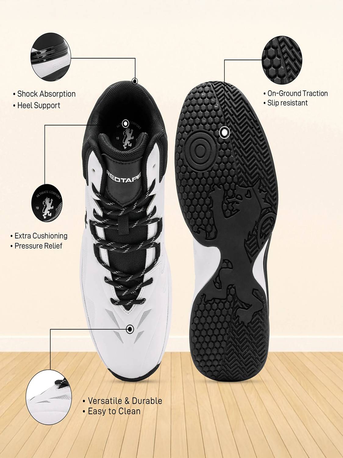 RED TAPE Black and White Shoes for Men - Image 5