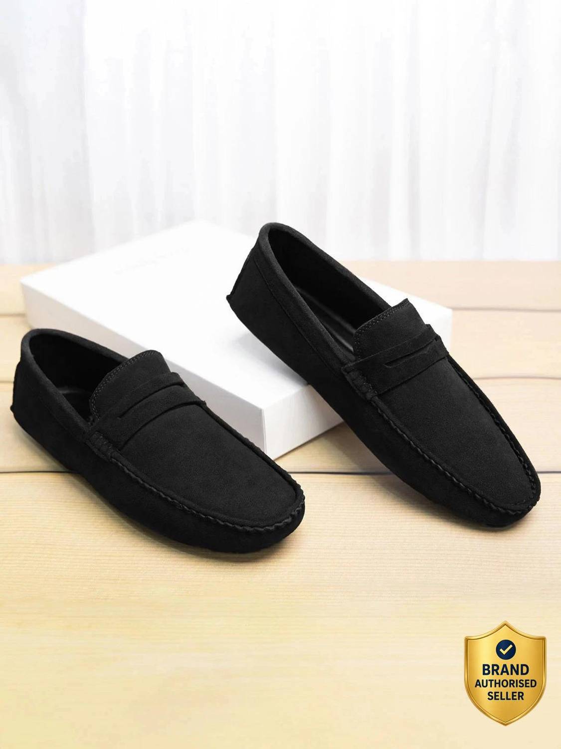 Louis Stitch Black Suede Leather Loafers UK 9