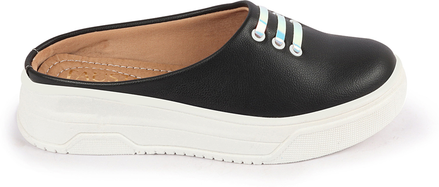 Image of FAUSTO Outdoor Fashion Comfort Lace Design Open Back Platform Heel Slip On Casual Shoes Loafers For Women