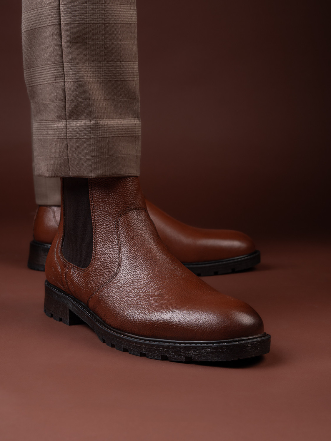 Image of Alberto Torresi Tan Mild Learther Ankle Length Boots Boots For Men (Tan, 9)