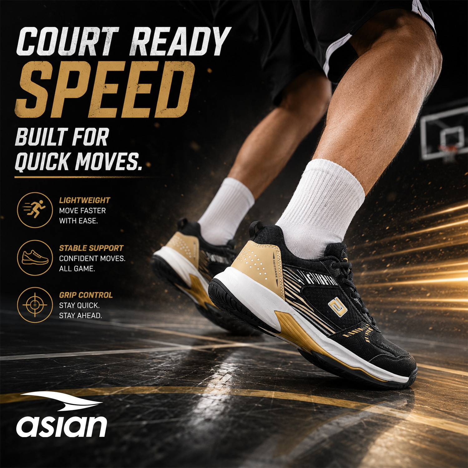 Image of asian Smash-01 Men's Badminton Shoes with Memory Foam & Non-Marking Sole Badminton Shoes For Men
