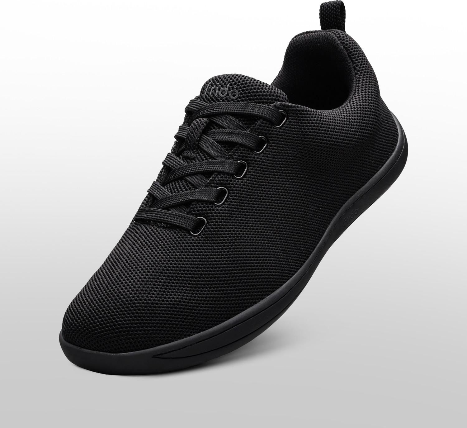 Image of Frido Flat Footbed Cloud Comfort Lace-up Knitted Sports Shoes with Zero-Drop Design Walking Shoes For Men (Black, 9)