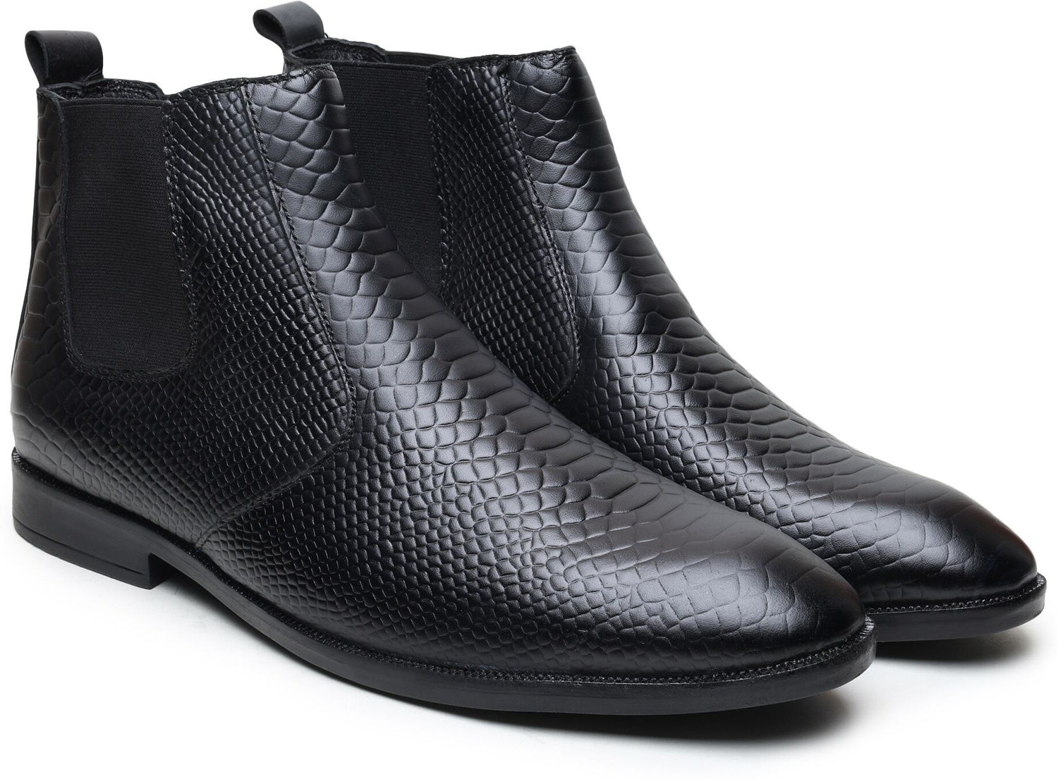 Image of Hayes London Genuine Leather Chelsea Boots, Mid Top Shoe with Comfortable Block Heel, Boots For Men