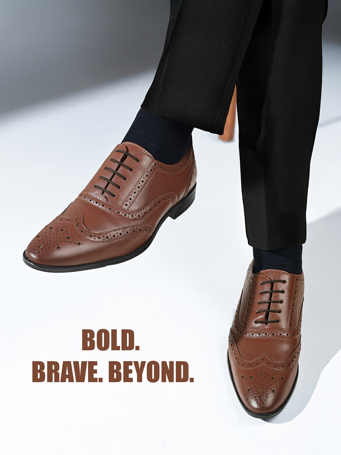 Image of LOUIS STITCH Russet Tan Wingtip Style Brogue Formal Shoes for Men - UK 11 Brogues For Men