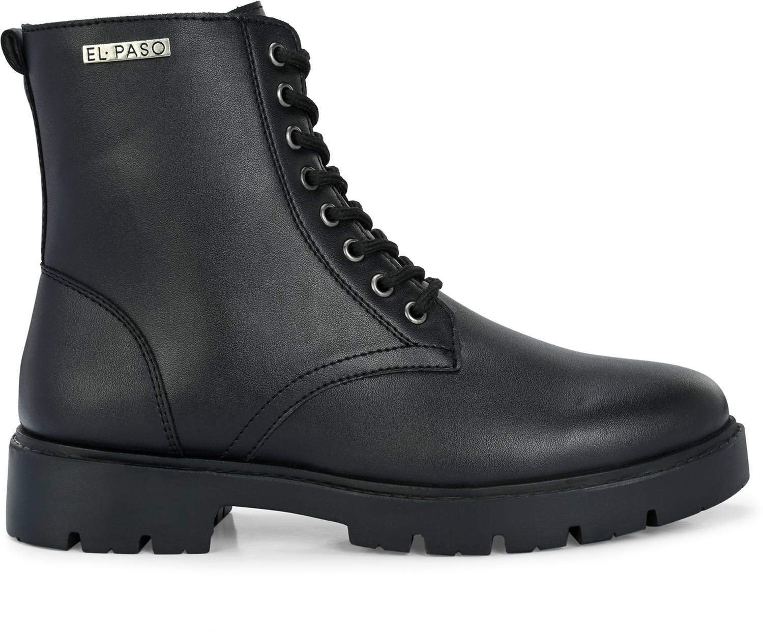 EL PASO Women Black Faux Leather Lace-Up Boots - Image 3