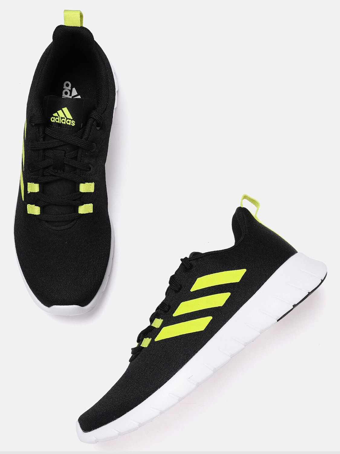 Image of ADIDAS Yellow Woven Design Adi Zoom Running Shoes For Men